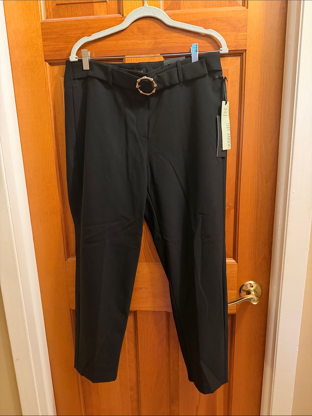 Rachel Zoe High-Rise Black Tapered Pants with Decorative Buckle